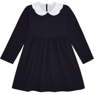 LA COQUETA  Marta Girl Long Sleeve Dress, Navy - 5Y
